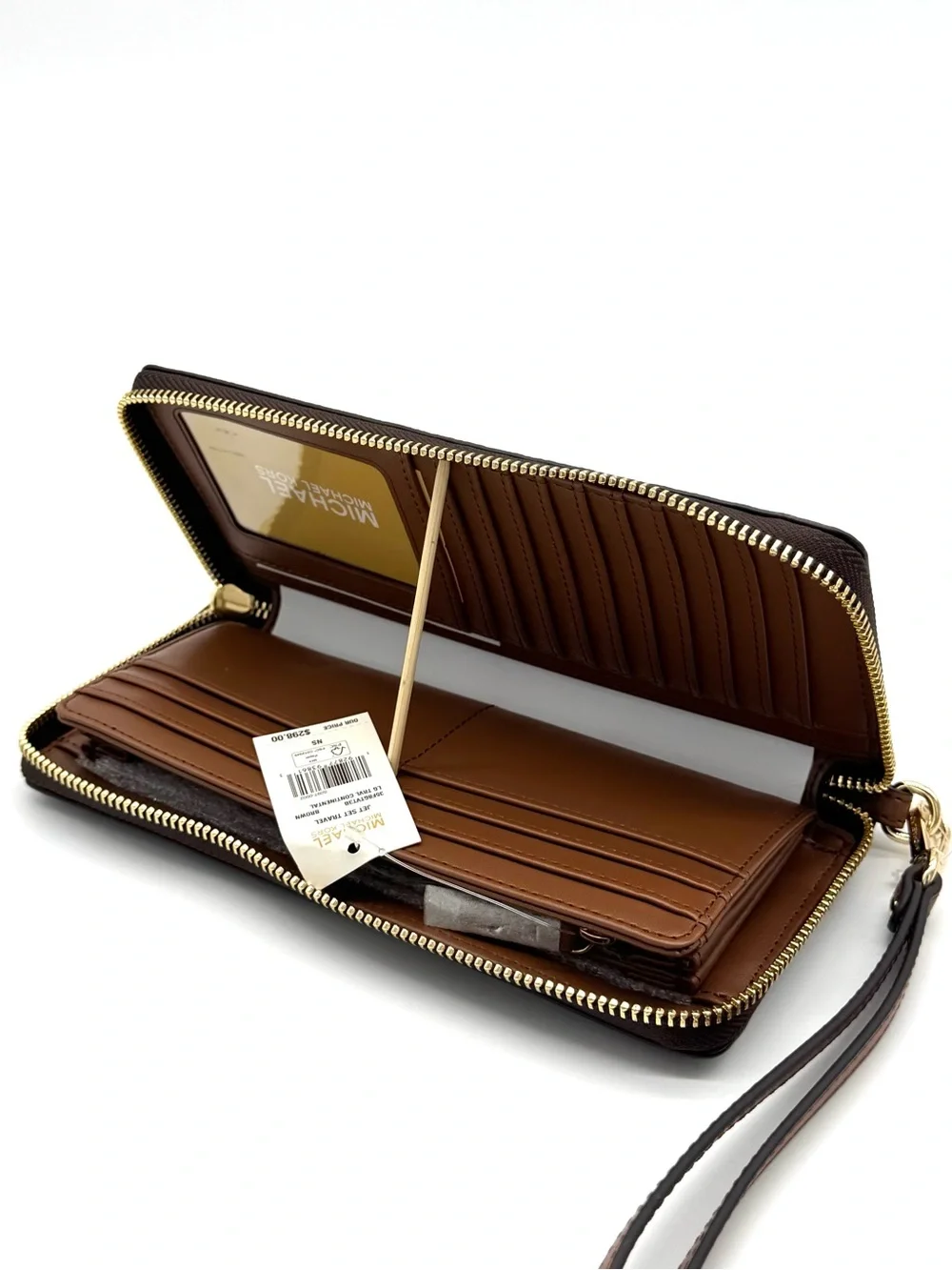 Michael Kors Large Continental Wallet Wristlet Brown/Gold